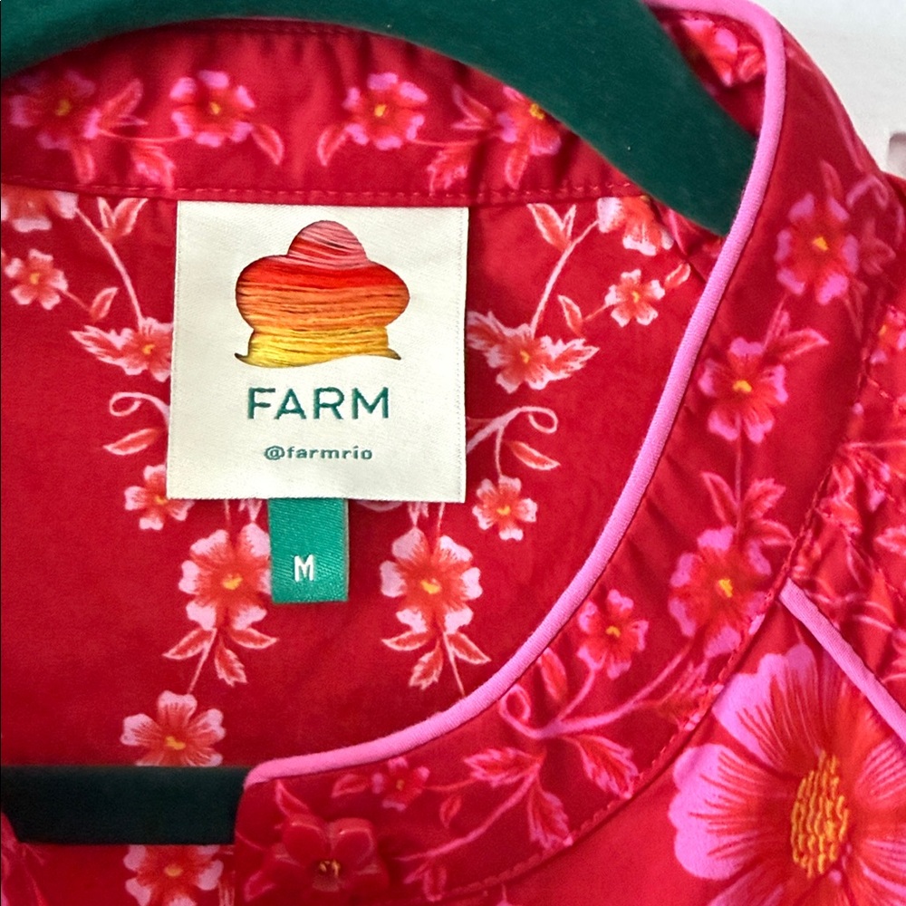 FARM Rio Floral Red Puff-Sleeve Dress NWOT - Picture 10 of 15